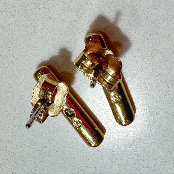 Nadri zirconia and gold tone post earrings. - Picture 3 of 4